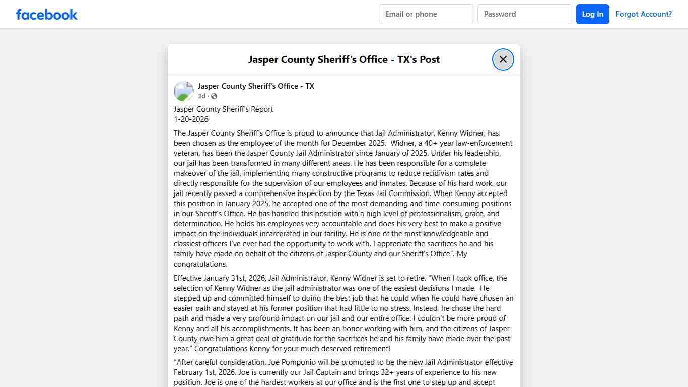 Jasper County... - Jasper County Sheriff’s Office - TX Facebook